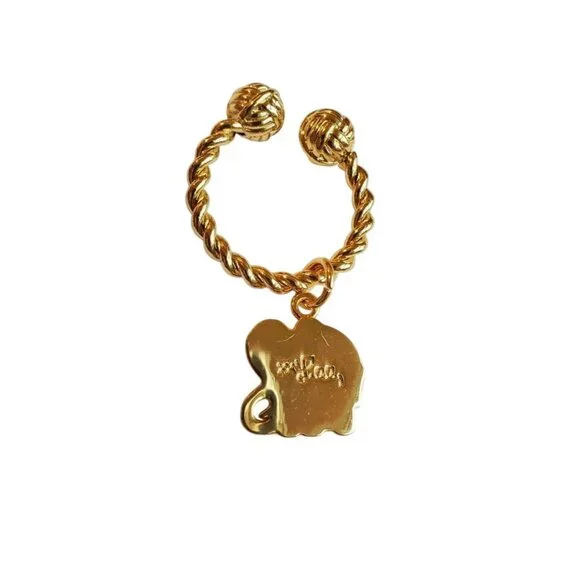 Lilly Pulitzer 2 pc Gold plated & enamel seashell bracelet & elephant key ring - Picture 5 of 9